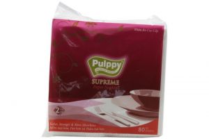 Khăn ăn vuông Pulppy Supreme -Đỏ- giấy lụa gói 80 tờ 2 lớp (330x330mm)